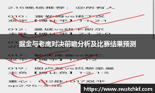 掘金与老鹰对决前瞻分析及比赛结果预测